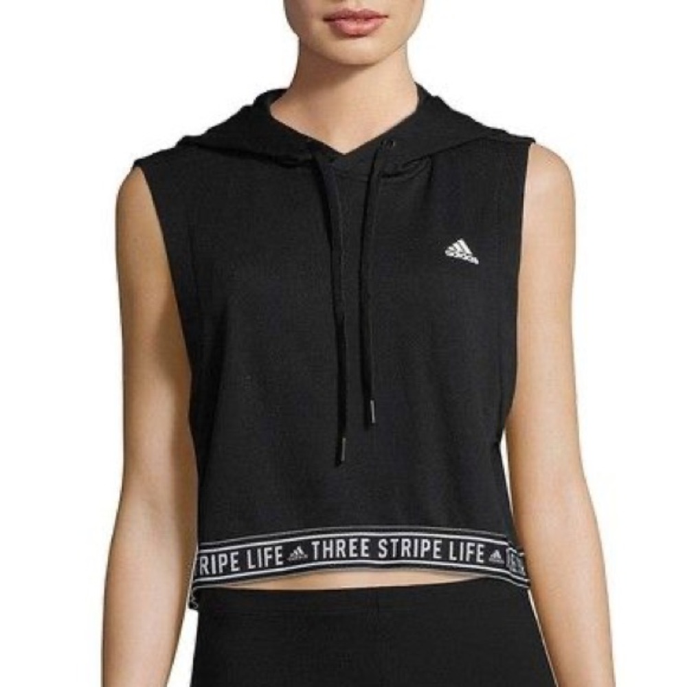 Adidas Women's Black Sleeveless Hoodie Top